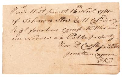 Lot #553 Revolutionary War: West Point Supplies Receipt (1781) - Image 1