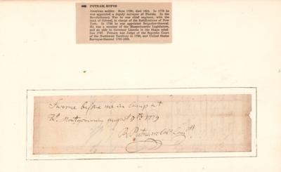 Lot #552 Rufus Putnam Revolutionary War-Dated Autograph Document Signed - Image 1