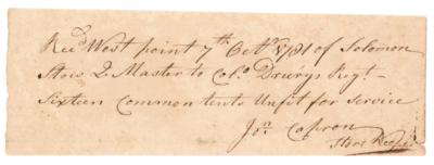 Lot #555 Revolutionary War: West Point Supplies Receipt (1781) - Image 1