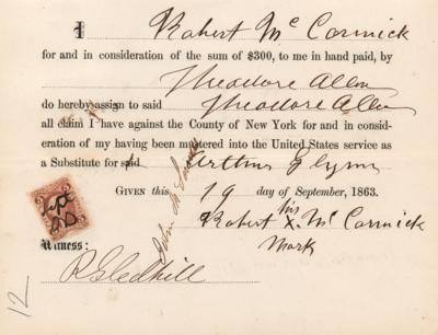 Lot #548 New York Draft Substitute and Relief Document (1863) - Possible Theodore Allen Fraud Example - Image 2