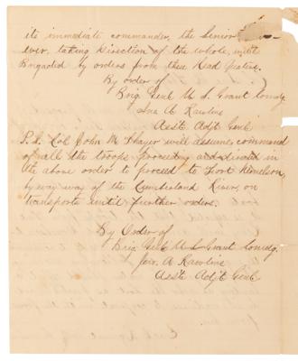 Lot #412 [U. S. Grant and John A. Rawlins] Order to Proceed with the Battle of Fort Donelson - Image 2
