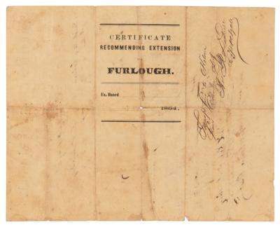 Lot #404 Confederate Medical Certificate Granting Furlough for Typhoid Fever - Image 2
