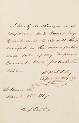 Lot #568 Henry H. Sibley Autograph Document Signed on His "improved conical tent" - Image 1