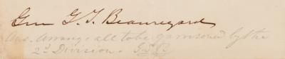 Lot #422 James Longstreet Autograph Letter Signed with P. G. T. Beauregard Autograph Note Signed (1861) - Image 2