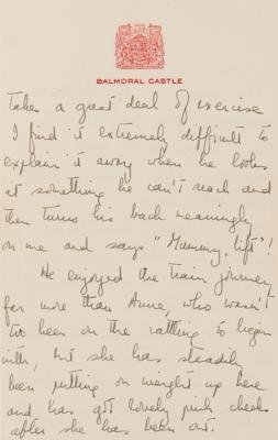 Lot #207 Queen Elizabeth II Autograph Letter Signed, Updating Her Midwife on the Health of Her Babies: Prince Charles and Princess Anne - Image 4