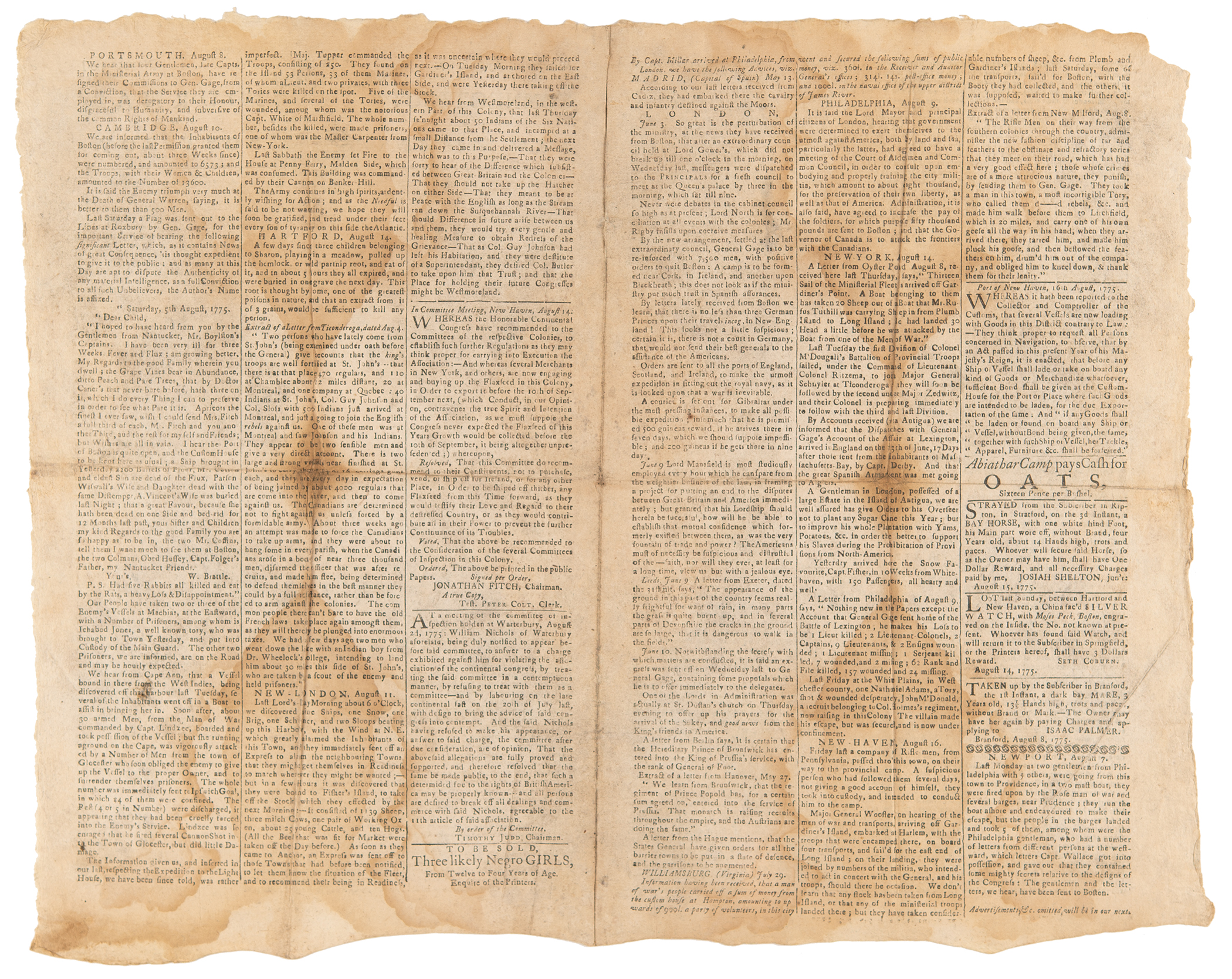 Lot #281 Continental Congress' 1775 Address 'To the People of Ireland,' Published in the Connecticut Journal - Image 2