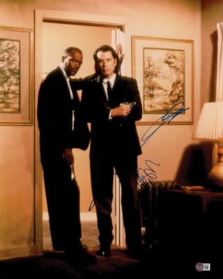 Lot #1044 Pulp Fiction: John Travolta and Samuel L. Jackson Oversized Signed Photograph - Image 1