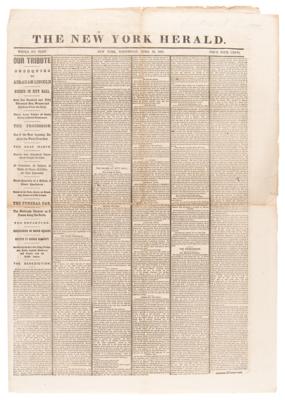 Lot #110 Abraham Lincoln Obsequies: New-York Herald from April 26, 1865 - Image 1