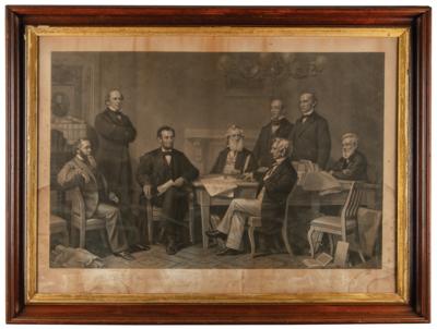 Lot #114 Abraham Lincoln: First Reading of the Emancipation Proclamation Before the Cabinet Oversized Engraving by A. H. Ritchie/F. B. Carpenter - Image 2
