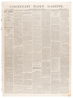 Lot #451 Battle of Gettysburg: Cincinnati Daily Gazette from July 3, 1863 - Image 1