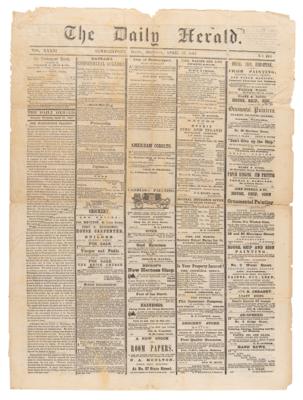 Lot #112 Abraham Lincoln Assassination: The Daily Herald from April 17, 1865 - Image 1