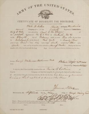 Lot #499 George S. Greene Civil War-Dated Document Signed - Disability Certificate - Image 2