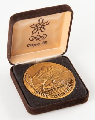Lot #3144 Calgary 1988 Winter Olympics Bronze Participation Medal - From the Collection of IOC Member James Worrall - Image 3