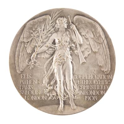 Lot #3117 London 1908 Olympics Judge's Silvered Bronze Participation Medal - Image 2