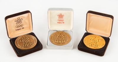 Lot #3145 Calgary 1988 Winter Olympics Collection of (24) Participation and Commemorative Medals - Image 1