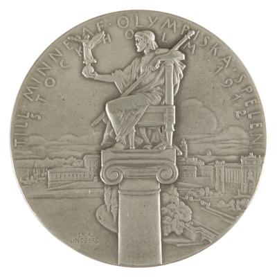 Lot #3121 Stockholm 1912 Olympics Pewter Participation Medal - Image 2