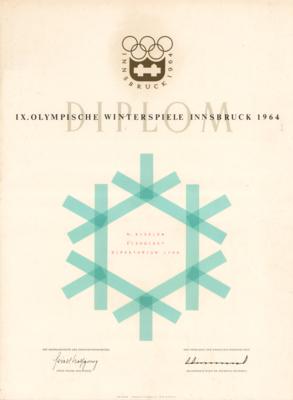 Lot #3164 Innsbruck 1964 Winter Olympics Participation Diploma - Image 1
