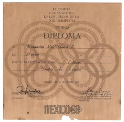 Lot #3165 Mexico City 1968 Summer Olympics Participation Diploma - Image 1