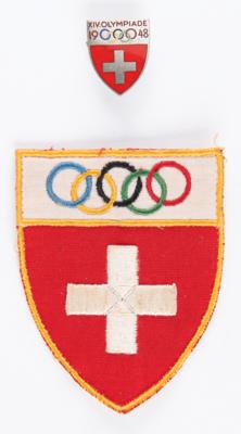 Lot #3225 St. Moritz 1948 Winter Olympics Swiss National Olympic Committee Pin and Patch - Image 1