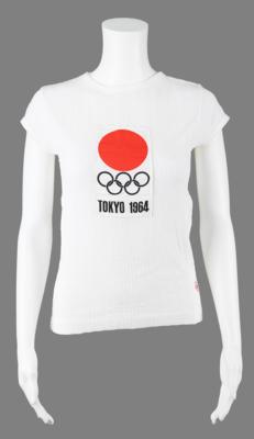 Lot #3351 Tokyo 1964 Summer Olympics Torch Relay Uniform Top and Official Pin - Image 1