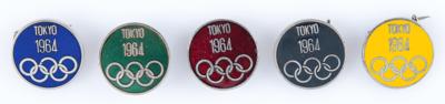 Lot #3227 Tokyo 1964 Summer Olympics (5) Olympic Color Pins - Image 1