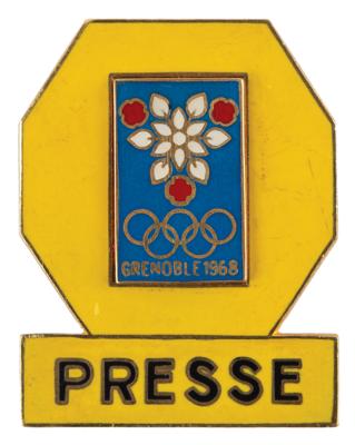 Lot #3200 Grenoble 1968 Winter Olympics Press Badge - Image 1