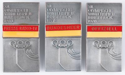 Lot #3209 Innsbruck 1976 Winter Olympics Group of (3) Badges - Image 1