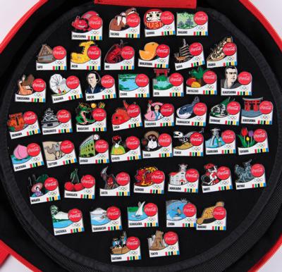 Lot #3233 Tokyo 2020 Summer Olympics 'Team Coca-Cola' Torch Relay Pin Set - Image 1