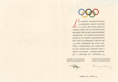Lot #3335 St. Moritz 1948 Winter Olympics Organizing Committee Invitation to Participate - Image 2