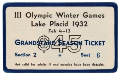 Lot #3274 Lake Placid 1932 Winter Olympics Celluloid Season Ticket (Grandstand) - Image 1