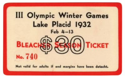 Lot #3275 Lake Placid 1932 Winter Olympics Celluloid Season Ticket (Bleacher) - Image 1