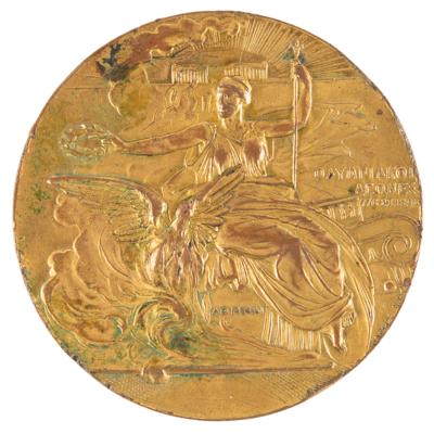 Lot #3114 Athens 1896 Olympics Gilt Bronze Participation Medal - Image 1