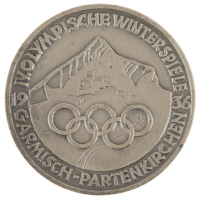 Lot #3126 Garmisch 1936 Winter Olympics Silvered Bronze Participation Medal - Image 1