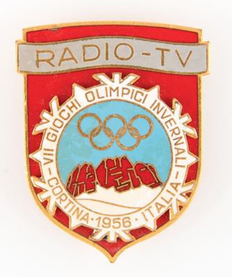 Lot #3183 Cortina 1956 Winter Olympics Radio-TV Badge - Image 1