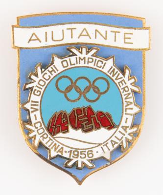Lot #3184 Cortina 1956 Winter Olympics Trainer Badge - Image 1