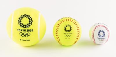 Lot #3379 Tokyo 2020 Summer Olympics Souvenir Baseball, Softball, and Tennis Ball - Image 1