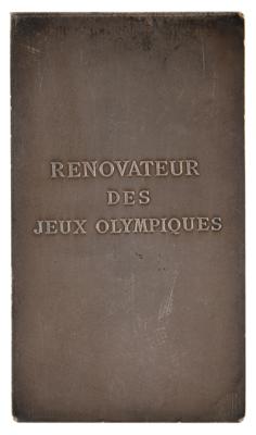 Lot #3298 Pierre de Coubertin Silvered Bronze Plaque - Image 2