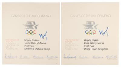 Lot #3283 Greg Louganis Signed Winner's Medal Diplomas from the Los Angeles 1984 Summer Olympics - Image 1