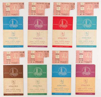 Lot #3262 London 1948 Summer Olympics (8) Programs for Athletics with Matching (8) Ticket Stubs - Image 1
