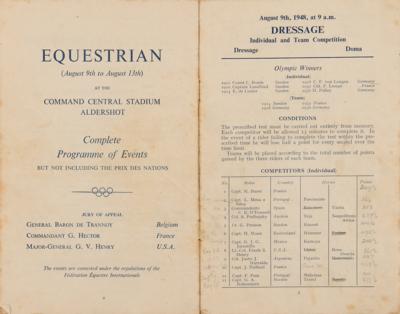 Lot #3179 London 1948 Summer Olympics Equestrian Official's Badge and Program - Image 4