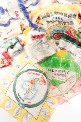 Lot #3341 Melbourne 1956 Summer Olympics Collection of (32) Souvenir Silk Squares and Scarves - Image 1