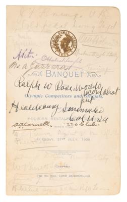 Lot #3282 London 1908 Olympics Multi-Signed (30+) Opening Banquet Menu - Image 1