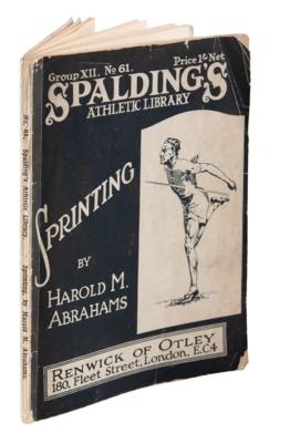 Lot #3280 Harold Abrahams Signature and Rare 'Spalding's Athletic Library' Book on Sprinting - Image 1
