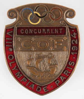 Lot #3174 Paris 1924 Summer Olympics Competitor's Participation Badge - Image 1