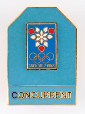 Lot #3201 Grenoble 1968 Winter Olympics Competitor's Badge - Image 1