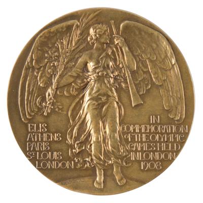 Lot #3120 London 1908 Olympics Gilt Bronze Participation Medal - Image 2