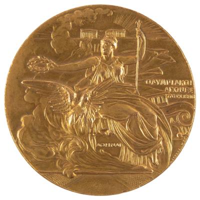Lot #3116 Athens 1906 Intercalated Olympics Gilt Bronze Participation Medal - Image 1