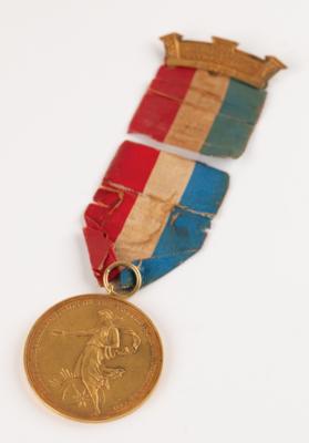 Lot #3047 St. Louis 1904 Olympics Gold Winner's Medal for Rope Climbing - Presented to George Eyser, an American Gymnast with One Leg - Image 1