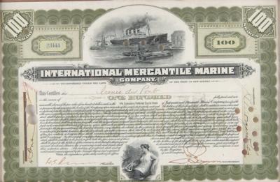 Lot #336 Titanic: International Mercantile Marine Co. Stock Certificate Signed by Irénée du Pont - Image 2