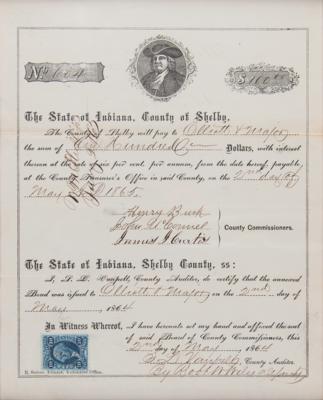 Lot #260 Indiana: Shelby County Loan Document (1864) - Image 2